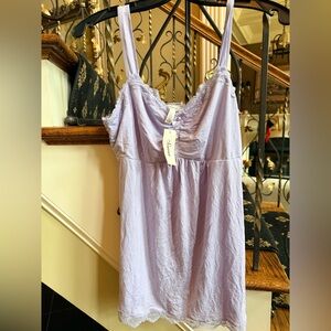 SOMA NWT EMB Cool Nights PJ lace hem Cami Soft Lilac. Size M Soft Support.